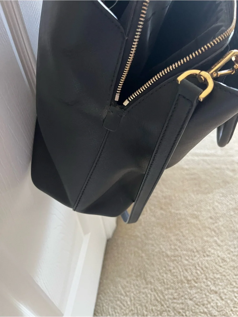 Michael Kors Black Saffiano Leather Tote with Gold Hardware